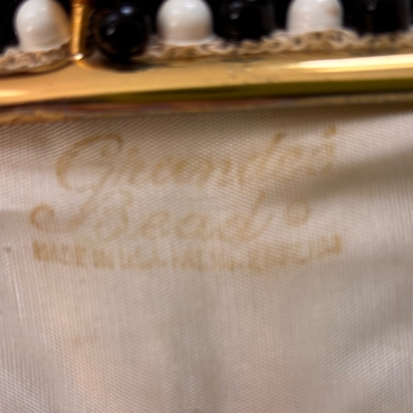 Beaded Vintage Black and White Clutch - Picture 6 of 7